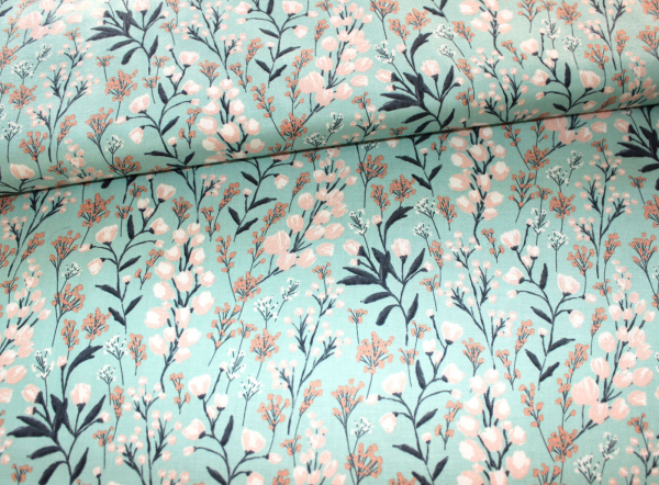 Designerbaumwollstoff Field of Dreams teal (10 cm)
